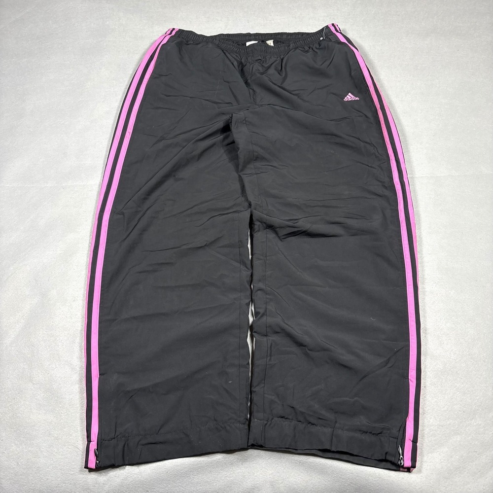 Adidas Womens Track Pants Black Pink Stripe Mesh Lined AZF001 Large